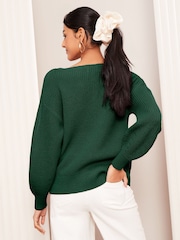 Friends Like These Green Slash Neck Jumper - Image 4 of 4