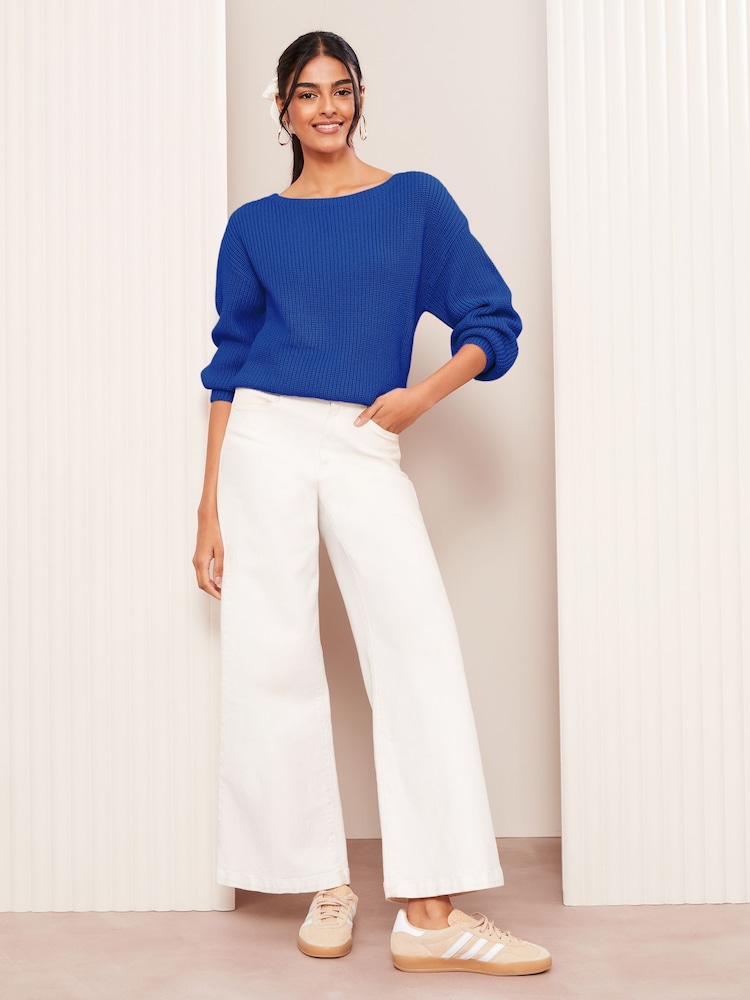 Friends Like These Blue Slash Neck Jumper - Image 2 of 4