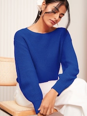 Friends Like These Blue Slash Neck Jumper - Image 3 of 4
