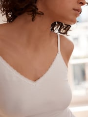 Black/White Cotton Lace Trim Strappy Vests 2 Pack - Image 6 of 11