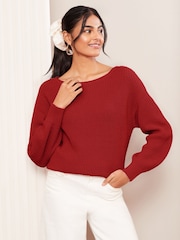 Friends Like These Red Petite Slash Neck Jumper - Image 3 of 4