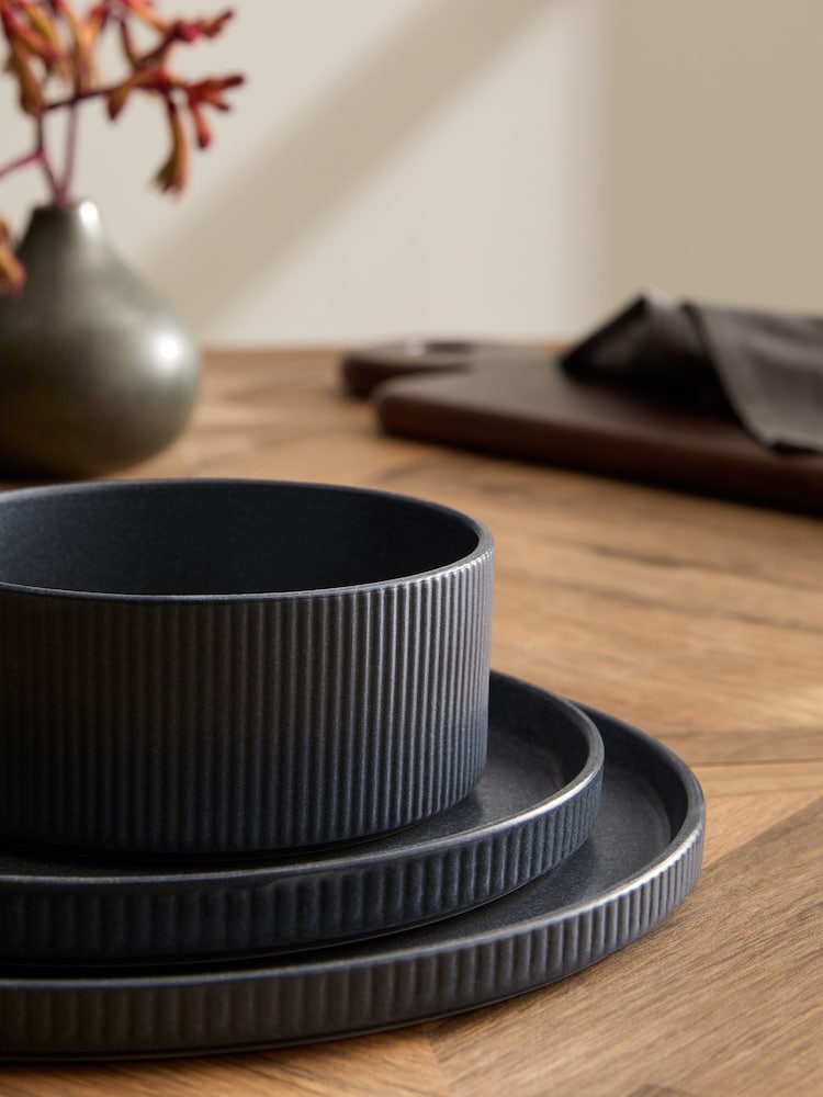 12 Piece Charcoal Grey Stamford Dinner Set - Image 3 of 5