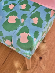 Eleanor Bowmer Blue Leopard Print Velvet Bench - Image 2 of 6