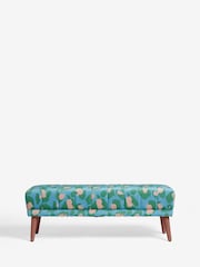 Eleanor Bowmer Blue Leopard Print Velvet Bench - Image 3 of 6