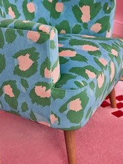 Eleanor Bowmer Blue Carter Leopard Print Velvet Chair - Image 2 of 6