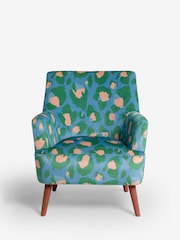 Eleanor Bowmer Blue Carter Leopard Print Velvet Chair - Image 3 of 6