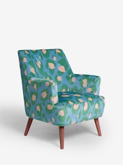 Eleanor Bowmer Blue Carter Leopard Print Velvet Chair - Image 4 of 6