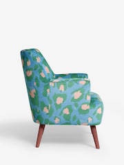 Eleanor Bowmer Blue Carter Leopard Print Velvet Chair - Image 6 of 6