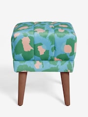 Eleanor Bowmer Blue Leopard Print Velvet Footstool - Image 3 of 5