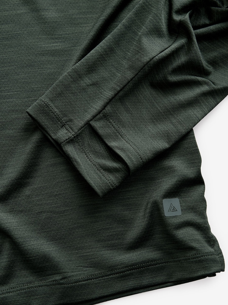 Khaki Green Active Mesh Long Sleeve Training Top - Image 10 of 10