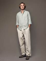 Grey Roll Sleeve Textured Floral 100% Cotton Oxford Shirt - Image 3 of 11