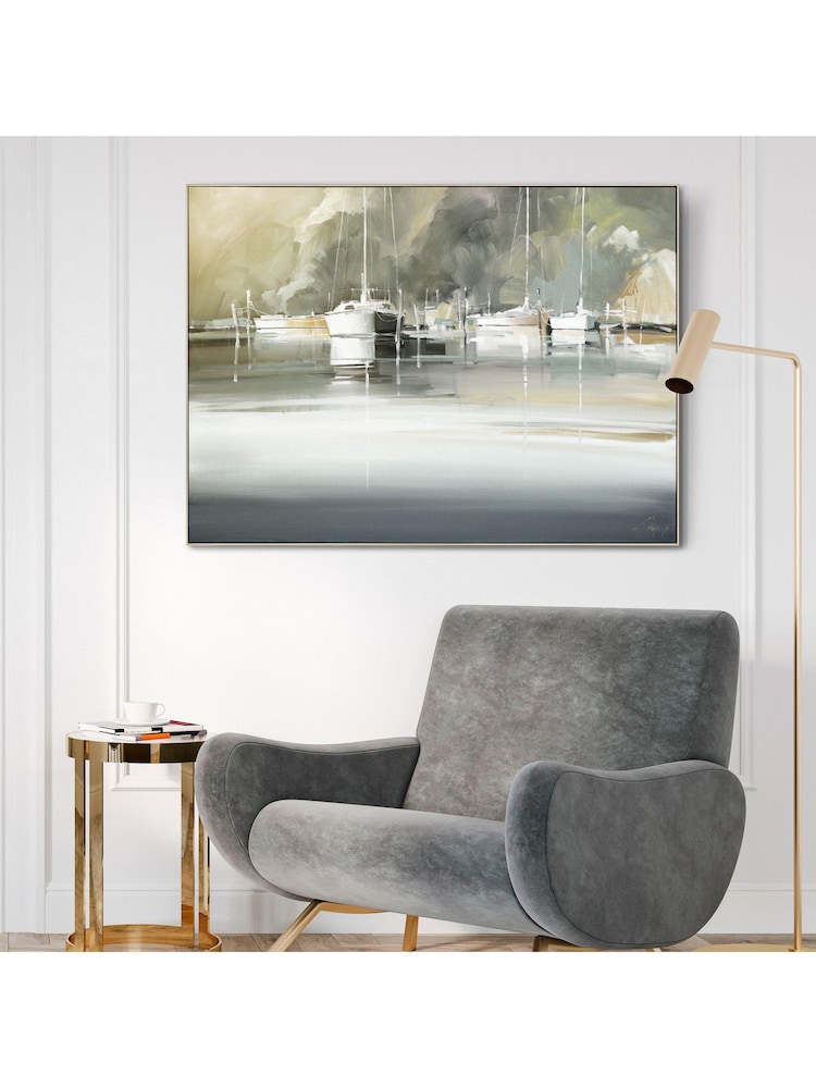 Art Marketing Gold Marina Morning Canvas Wall Art - Image 1 of 3
