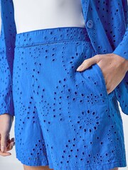 Roman Blue 100% Cotton Broderie Shorts - Image 5 of 5