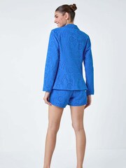 Roman Blue 100% Cotton Broderie Blazer Jacket - Image 3 of 5