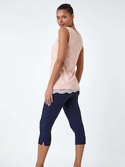 Roman Pink Lace Twist Front Stretch Top - Image 3 of 5