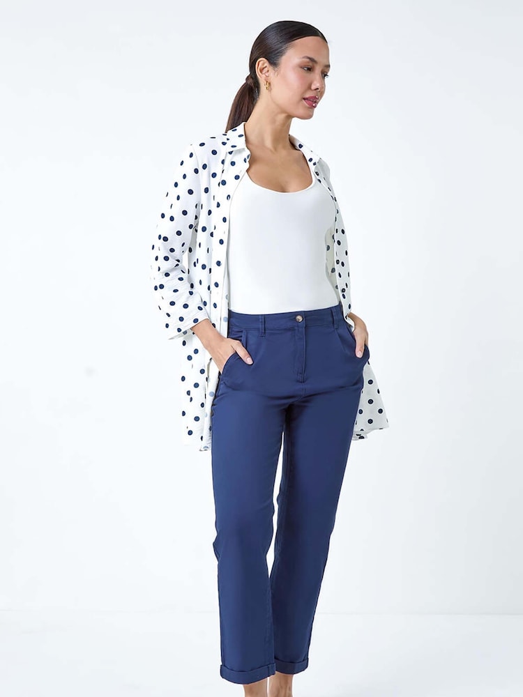 Roman Blue Cotton Blend Washed Chino Trousers - Image 2 of 5