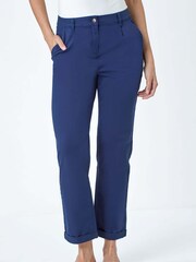 Roman Blue Cotton Blend Washed Chino Trousers - Image 4 of 5