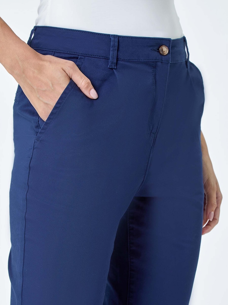 Roman Blue Cotton Blend Washed Chino Trousers - Image 5 of 5