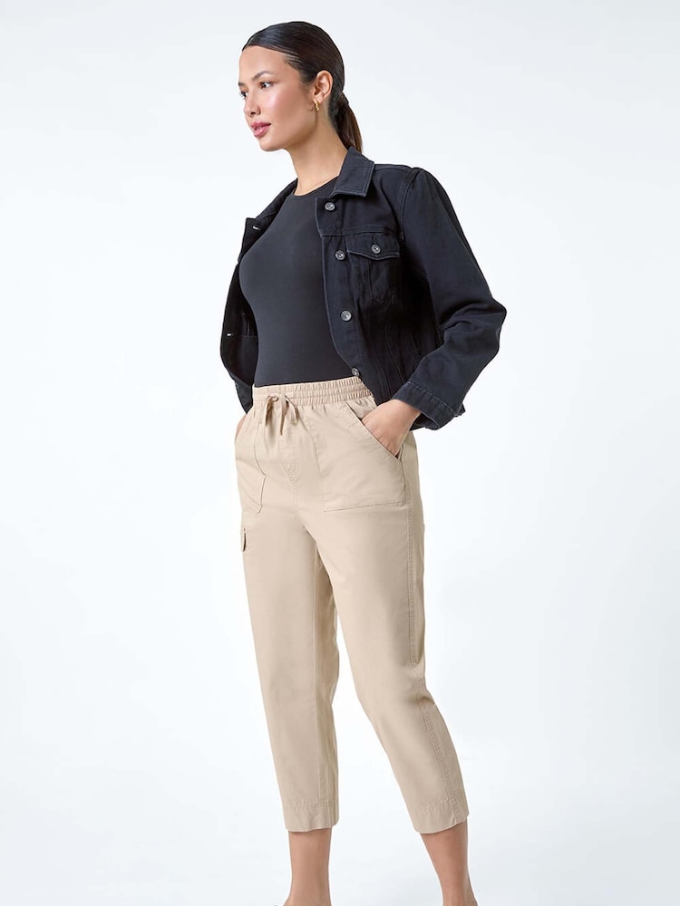 Roman Natural 100% Cotton Cropped Cargo Trousers - Image 2 of 5