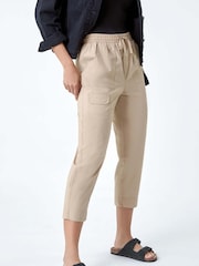Roman Natural 100% Cotton Cropped Cargo Trousers - Image 4 of 5