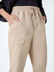Roman Natural 100% Cotton Cropped Cargo Trousers - Image 5 of 5