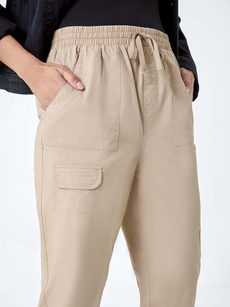 Roman Natural 100% Cotton Cropped Cargo Trousers - Image 5 of 5