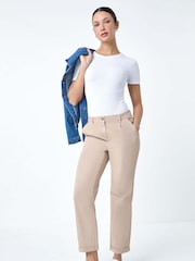 Roman Natural Cotton Blend Washed Chino Trousers - Image 1 of 5