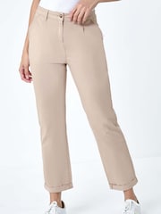 Roman Natural Cotton Blend Washed Chino Trousers - Image 4 of 5