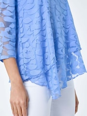 Roman Blue Burnout Leaf Asymmetric Stretch Top - Image 5 of 5