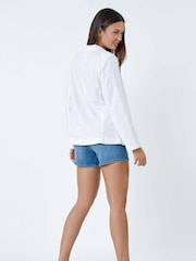 Roman White 100% Cotton Broderie Blazer Jacket - Image 3 of 6