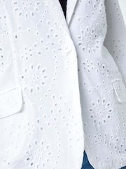 Roman White 100% Cotton Broderie Blazer Jacket - Image 5 of 6