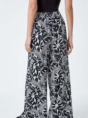 Roman Black Leaf Linen Blend Wide Leg Trousers - Image 3 of 5