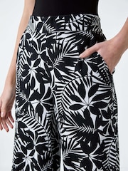 Roman Black Leaf Linen Blend Wide Leg Trousers - Image 5 of 5