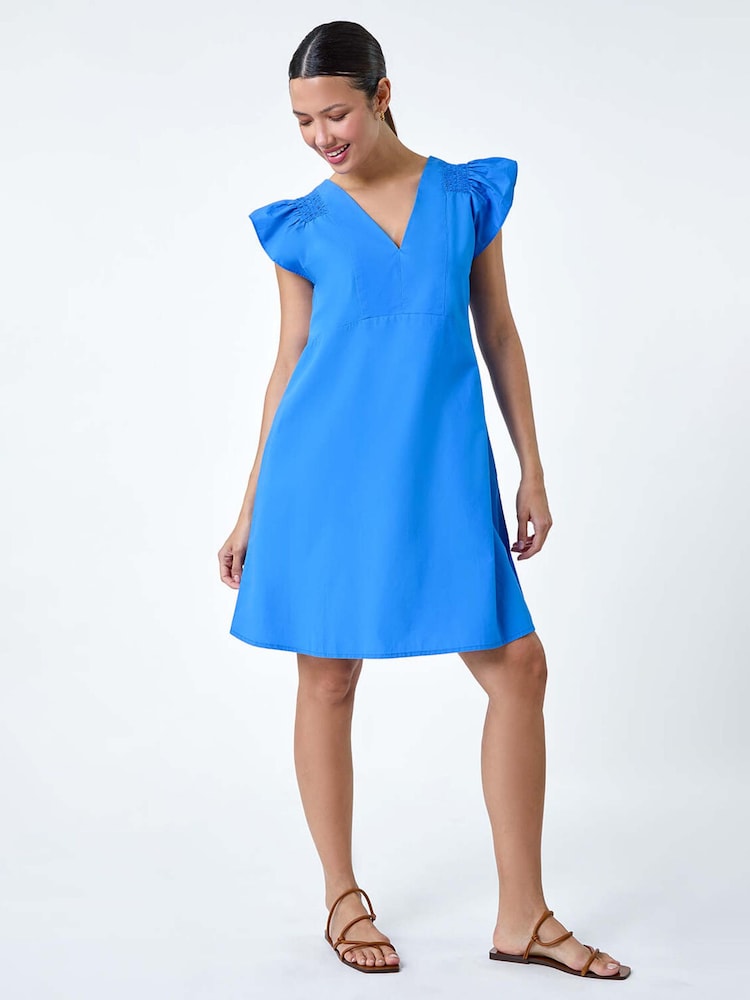 Roman Einfarbiges 100% Baumwollkleid mit Rüschenärmeln - Bild 2 von 5 Roman Einfarbiges 100% Baumwollkleid mit Rüschenärmeln - Bild 2 von 5