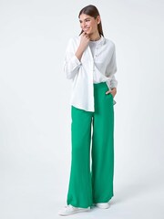 Roman Green Linen Blend Wide Leg Trousers - Image 1 of 5