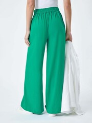Roman Green Linen Blend Wide Leg Trousers - Image 3 of 5