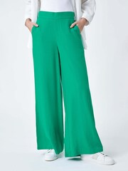 Roman Green Linen Blend Wide Leg Trousers - Image 4 of 5