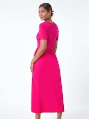 Roman Pink Cotton Stretch Jersey Mix Midi Dress - Image 3 of 5