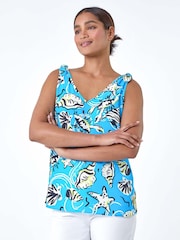 Roman Blue Shell Print Cami Vest Top - Image 2 of 5