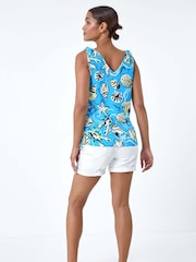 Roman Blue Shell Print Cami Vest Top - Image 3 of 5