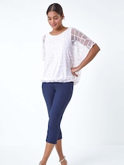 Roman Pink Abstract Check Print Blouson Top - Image 2 of 5
