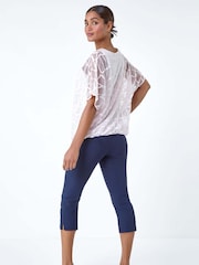 Roman Pink Abstract Check Print Blouson Top - Image 3 of 5