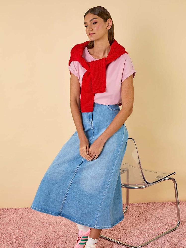 Roman Pink Plain Stretch Jersey T-Shirt - Image 1 of 5