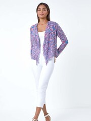 Roman Purple Fringe Detail Waterfall Cardigan - Image 2 of 5