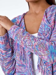 Roman Purple Fringe Detail Waterfall Cardigan - Image 5 of 5