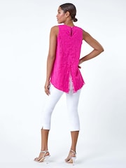 Roman Pink Sleeveless Textured Burnout Print Top - Image 3 of 5