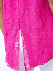 Roman Pink Sleeveless Textured Burnout Print Top - Image 5 of 5