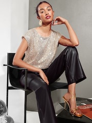 Friends Like These Gold Ombre Sequin Emebellished T-Shirt - Image 2 of 4
