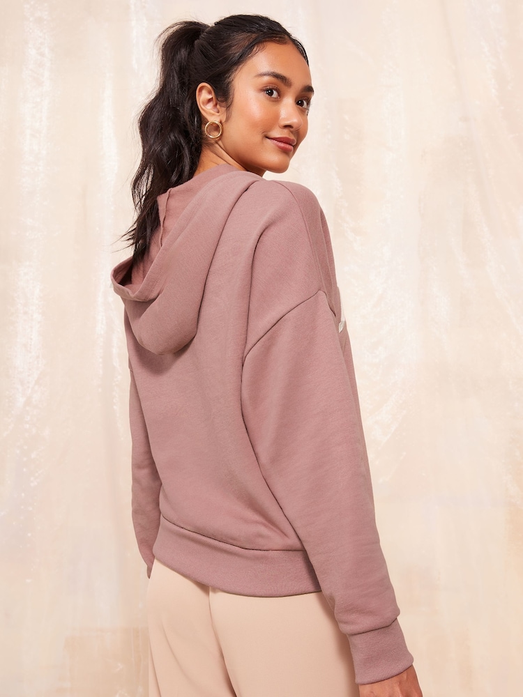 Friends Like These Pink Graphic Slogan Jersey Hoodie - Image 4 of 4 Friends Like These Pink Graphic Slogan Jersey Hoodie - Image 4 of 4