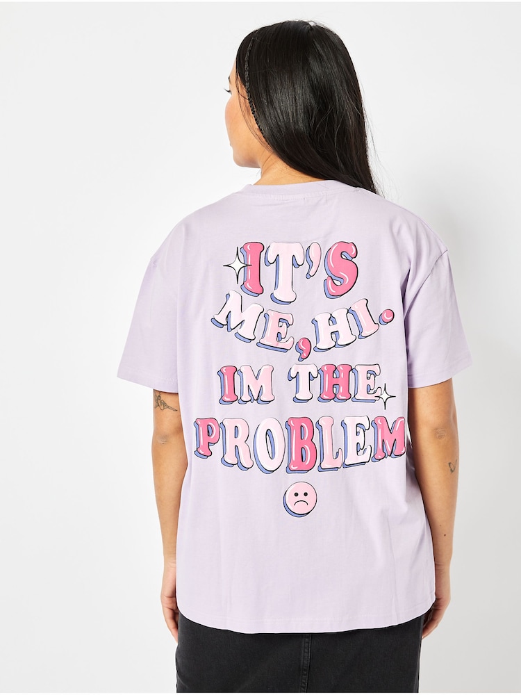 Skinnydip Purple Its Me Hi Im The Problem Oversized T-Shirt - Image 1 of 3